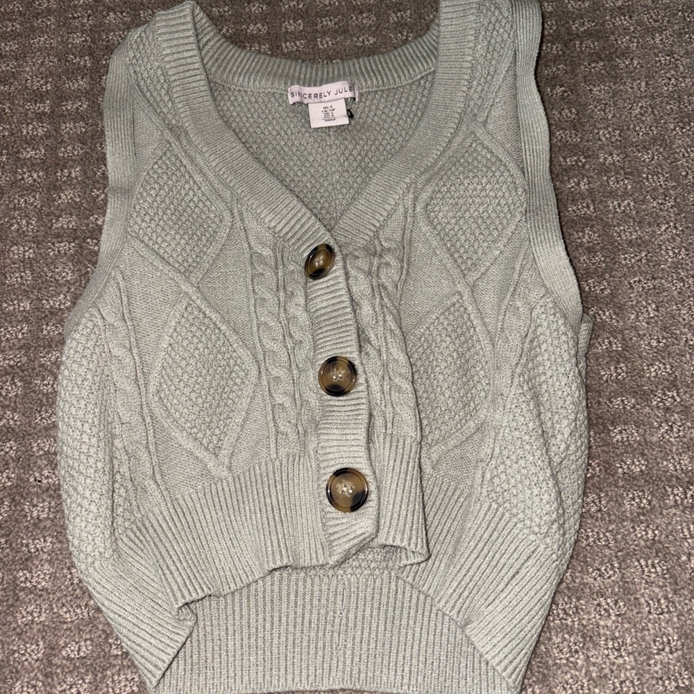 Gray Cable Knit Sweater Vest